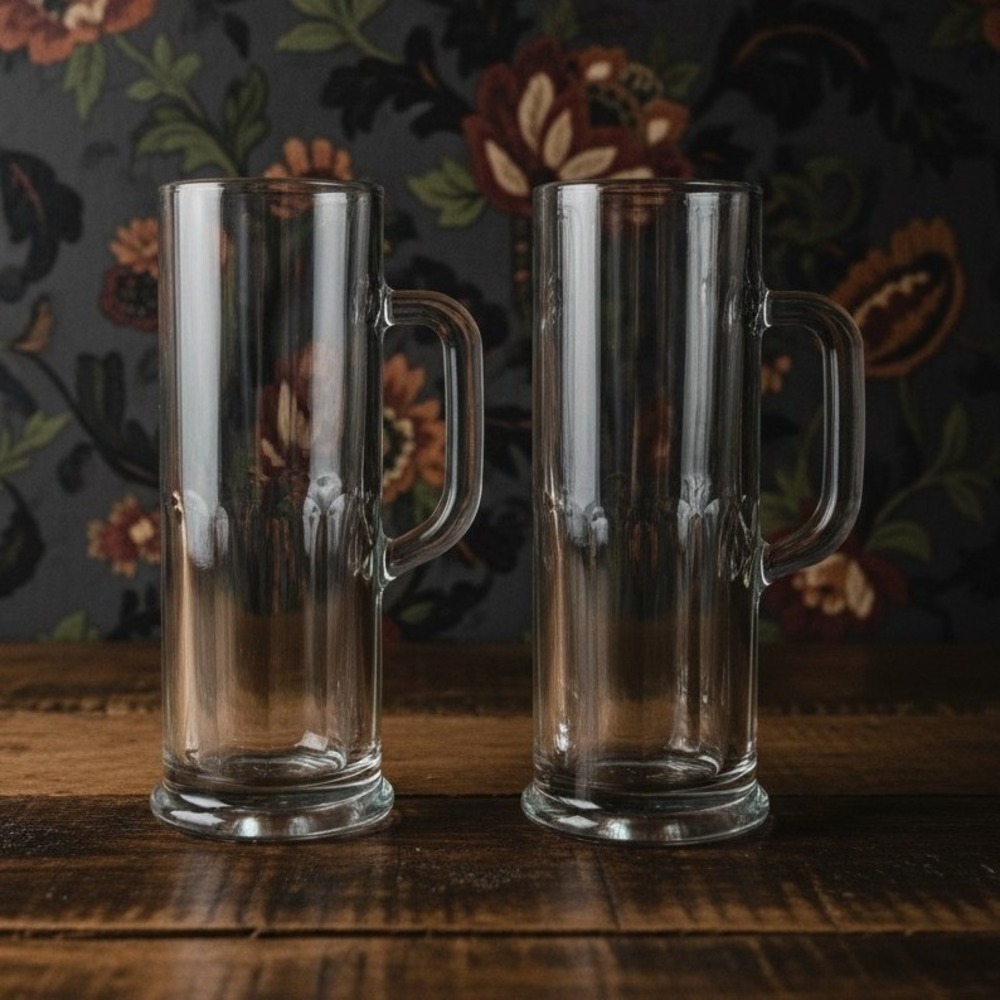 Princess House Heritage Crystal Mini Beer Mugs, Set Of 2 Etched Floral Drinkware
